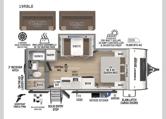 Floorplan - 2025 Surveyor Legend 19RBLE Travel Trailer