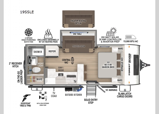 Floorplan - 2025 Surveyor Legend 19SSLE Travel Trailer