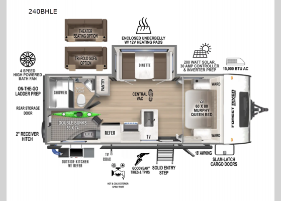 Floorplan - 2025 Surveyor Legend 240BHLE Travel Trailer