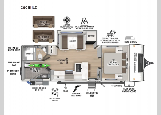 Floorplan - 2025 Surveyor Legend 260BHLE Travel Trailer