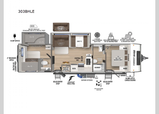 Floorplan - 2025 Surveyor Legend 303BHLE Travel Trailer