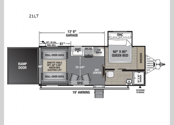 Floorplan - 2025 Work and Play 21LT Toy Hauler Travel Trailer