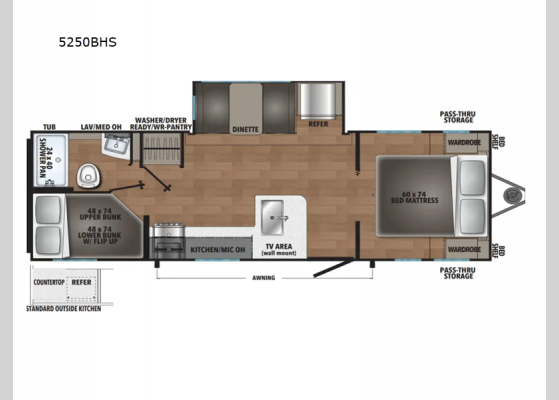 Floorplan - 2025 Northern Spirit DLX 5250BHS Travel Trailer