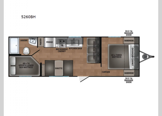 Floorplan - 2025 Northern Spirit DLX 5260BH Travel Trailer