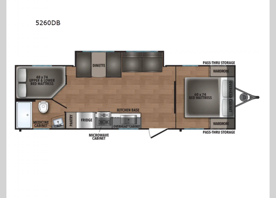 Floorplan - 2025 Northern Spirit DLX 5260DB Travel Trailer