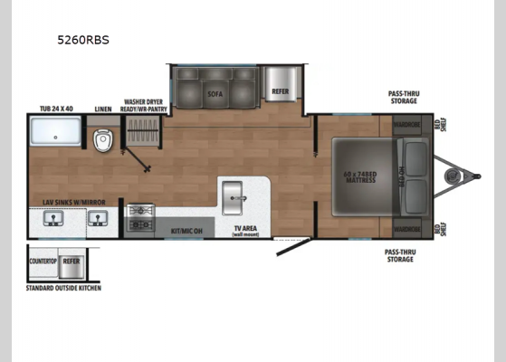 Floorplan - 2025 Northern Spirit DLX 5260RBS Travel Trailer