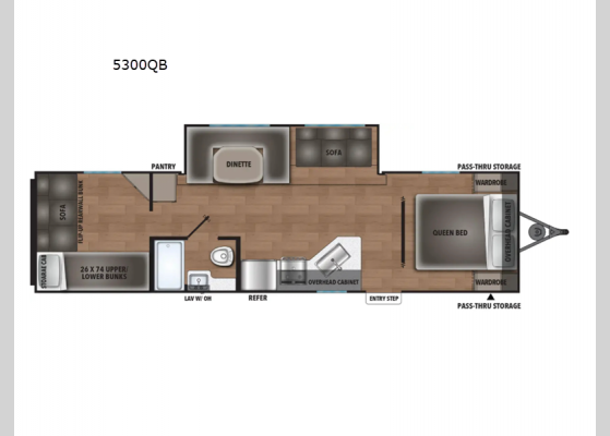 Floorplan - 2025 Northern Spirit DLX 5300QB Travel Trailer