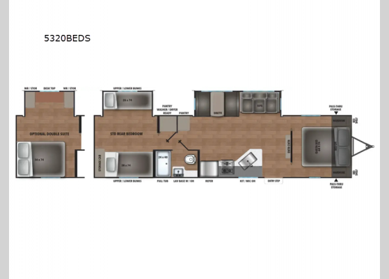 Floorplan - 2025 Northern Spirit DLX 5320BEDS Travel Trailer