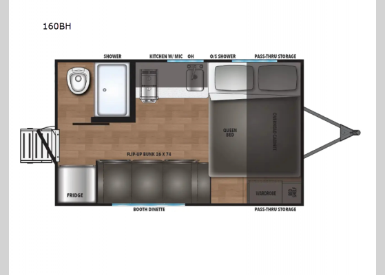 Floorplan - 2025 Northern Spirit Compact 160BH Travel Trailer