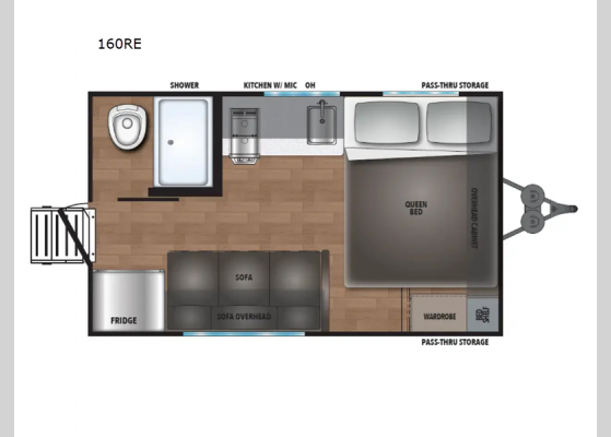 Floorplan - 2025 Northern Spirit Compact 160RE Travel Trailer