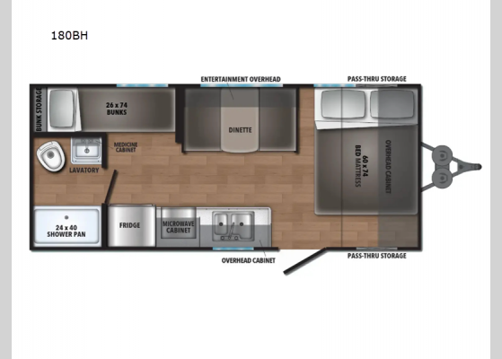 Floorplan - 2025 Northern Spirit Compact 180BH Travel Trailer