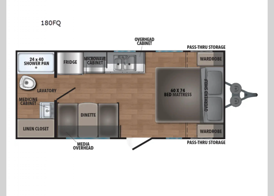 Floorplan - 2025 Northern Spirit Compact 180FQ Travel Trailer