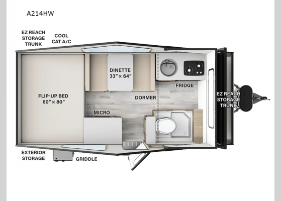 Floorplan - 2024 Rockwood Hard Side High Wall Series A214HW A-Frames