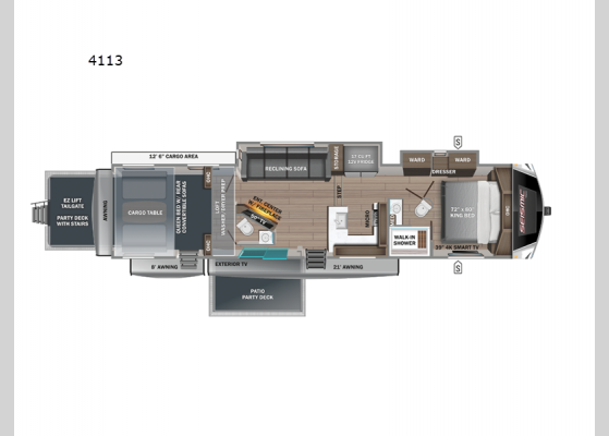 Floorplan - 2024 Seismic Luxury Series 4113 Toy Hauler Fifth Wheel