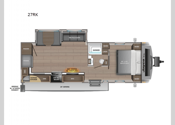 Floorplan - 2024 White Hawk 27RK Travel Trailer