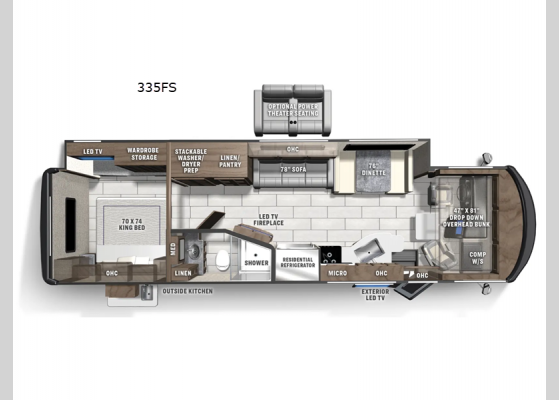 Floorplan - 2025 Encore 335FS Motor Home Class A