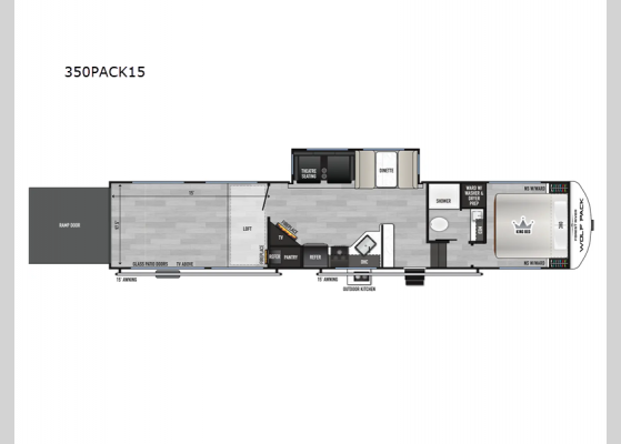 Floorplan - 2025 Cherokee Wolf Pack 350PACK15 Toy Hauler Fifth Wheel