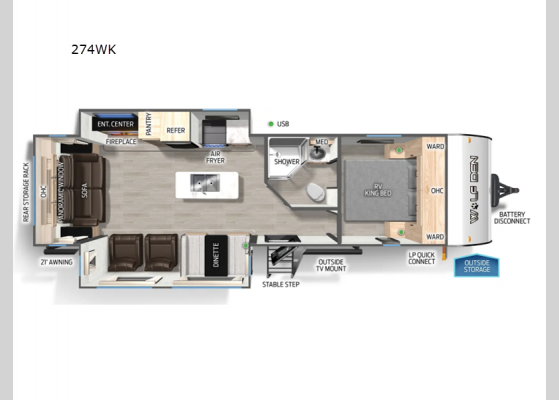 Floorplan - 2025 Cherokee Wolf Den 274WK Travel Trailer