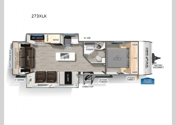 Floorplan - 2025 Cherokee Wolf Den 273XLK Travel Trailer