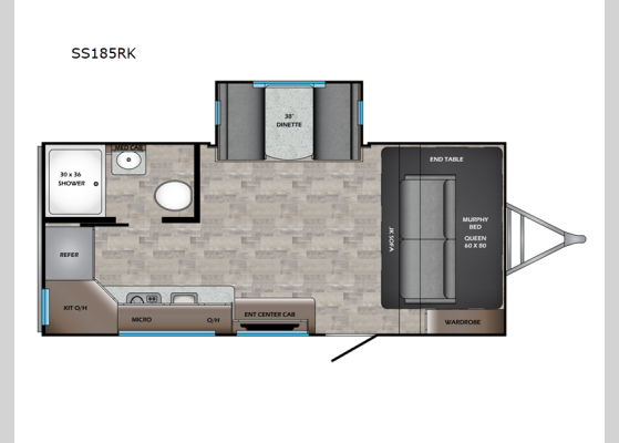 Floorplan - 2025 Sunset Trail SS185RK Travel Trailer