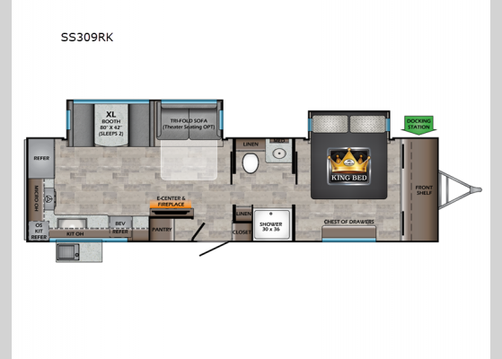 Floorplan - 2025 Sunset Trail SS309RK Travel Trailer