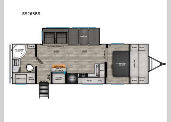 Floorplan - 2025 Sunset Trail SS26RBS Travel Trailer