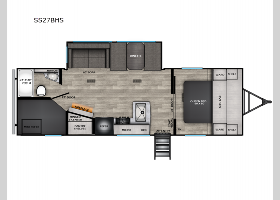 Floorplan - 2025 Sunset Trail SS27BHS Travel Trailer