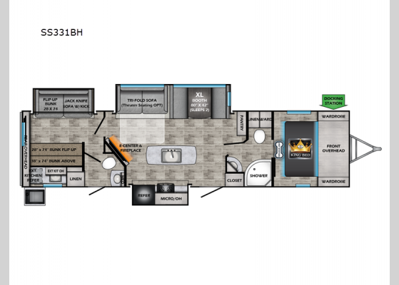 Floorplan - 2025 Sunset Trail SS331BH Travel Trailer