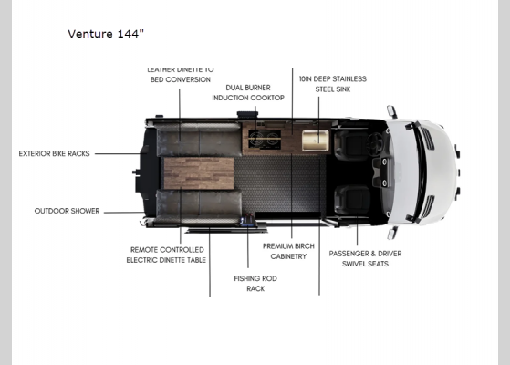 Floorplan - 2024 Adventure Vans Venture 144" Motor Home Class B - Diesel