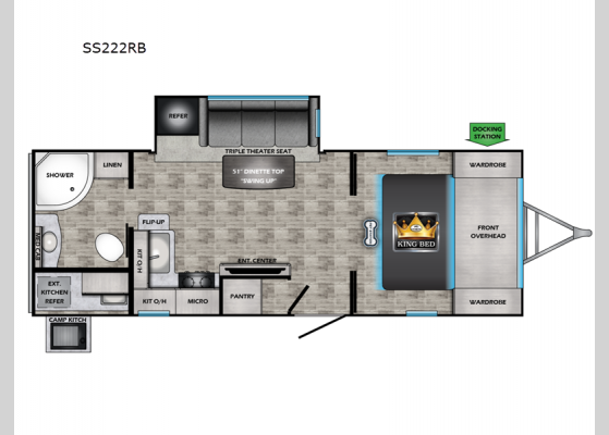 Floorplan - 2025 Sunset Trail SS222RB Travel Trailer