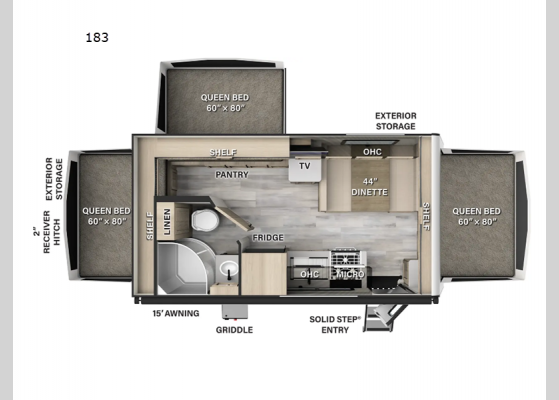 Floorplan - 2024 Flagstaff Shamrock 183 Expandable