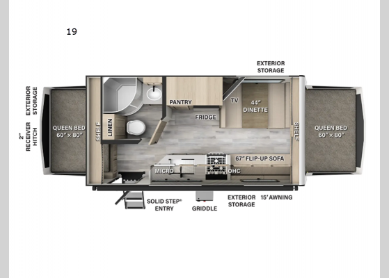 Floorplan - 2024 Flagstaff Shamrock 19 Expandable