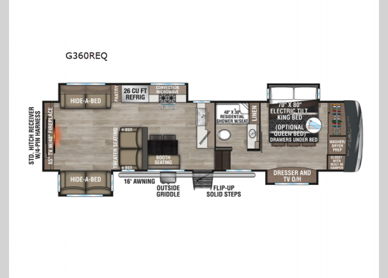 Floorplan - 2025 Durango Gold G360REQ Fifth Wheel