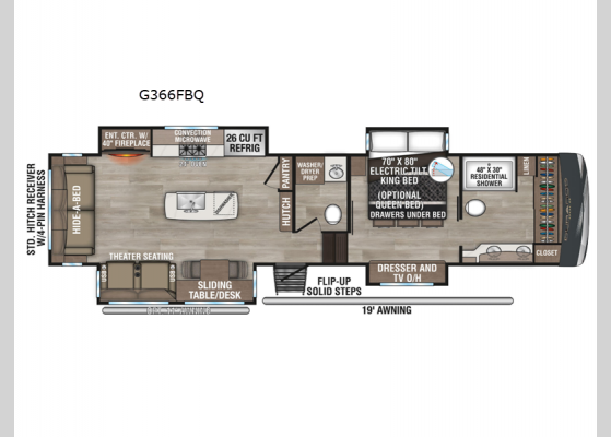 Floorplan - 2025 Durango Gold G366FBQ Fifth Wheel