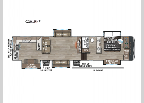 Floorplan - 2025 Durango Gold G391RKF Fifth Wheel