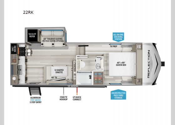 Floorplan - 2025 Reflection 100 Series 22RK Fifth Wheel