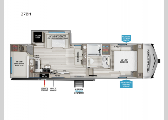 Floorplan - 2025 Reflection 100 Series 27BH Fifth Wheel