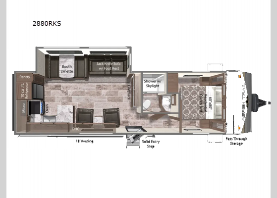 Floorplan - 2025 Aspen Trail 2880RKS Travel Trailer