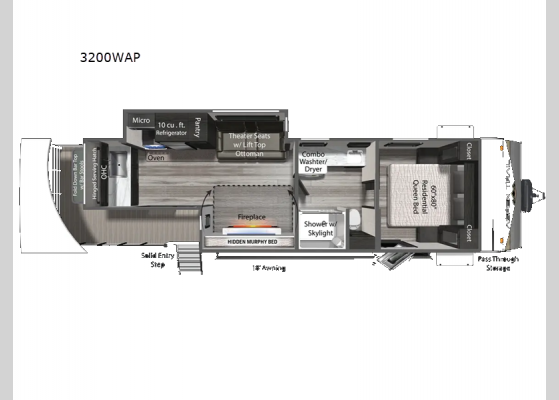 Floorplan - 2025 Aspen Trail 3200WAP Travel Trailer