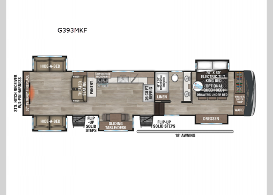 Floorplan - 2025 Durango Gold G393MKF Fifth Wheel