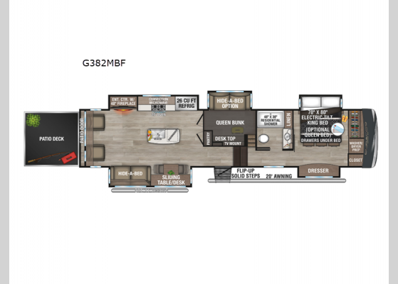 Floorplan - 2025 Durango Gold G382MBF Fifth Wheel