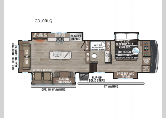 Floorplan - 2025 Durango Gold G310RLQ Fifth Wheel