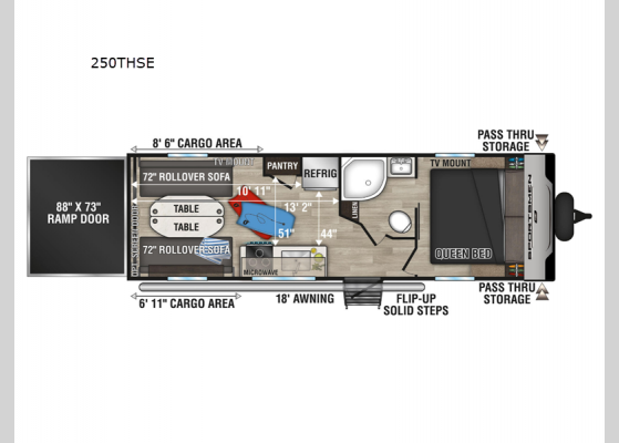 Floorplan - 2024 Sportsmen SE 250THSE Toy Hauler Travel Trailer