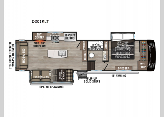 Floorplan - 2025 Durango D301RLT Fifth Wheel