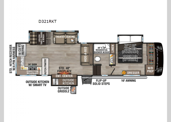 Floorplan - 2025 Durango D321RKT Fifth Wheel