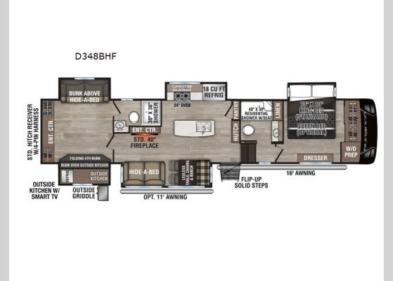 Floorplan - 2025 Durango D348BHF Fifth Wheel