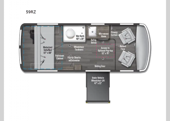 Floorplan - 2025 Roam 59RZ Motor Home Class B