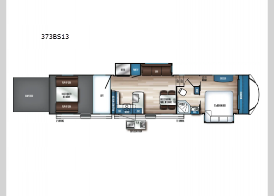 Floorplan - 2025 Vengeance Rogue Armored 373BS13 Toy Hauler Fifth Wheel