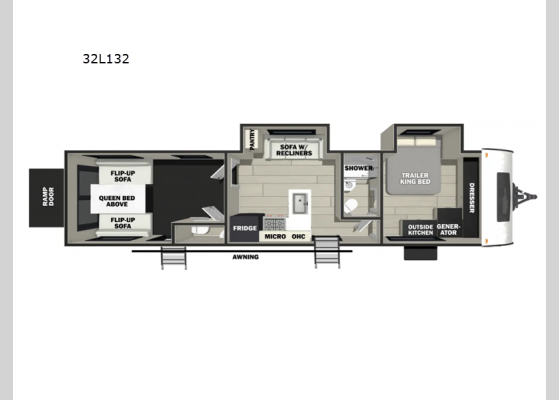 Floorplan - 2025 Vengeance Rogue Armored 32L132 Toy Hauler Travel Trailer