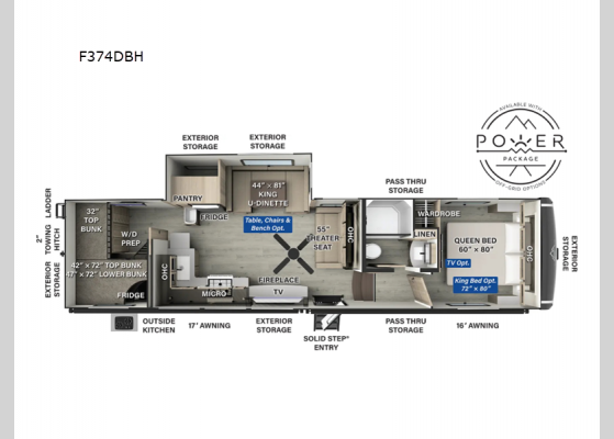 Floorplan - 2025 Flagstaff Classic F374DBH Fifth Wheel